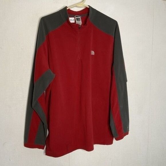 The North Face TKA 100 1/4 Zip MockNeck Fleece Sweater Men Size XL Dark Red/Gray - Picture 1 of 10